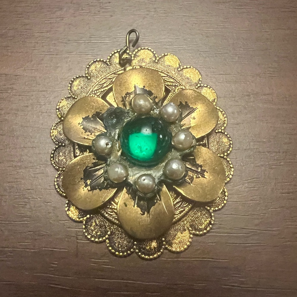 Gold-Tone Filagree Flower Pendant
